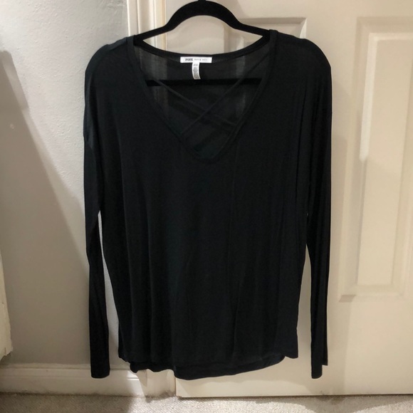 Pink black long sleeve top - Picture 1 of 2